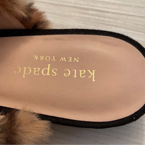 Kate Spade New York leopard faux fur slides size 8 mules slides slip on shoes - Picture 2 of 4